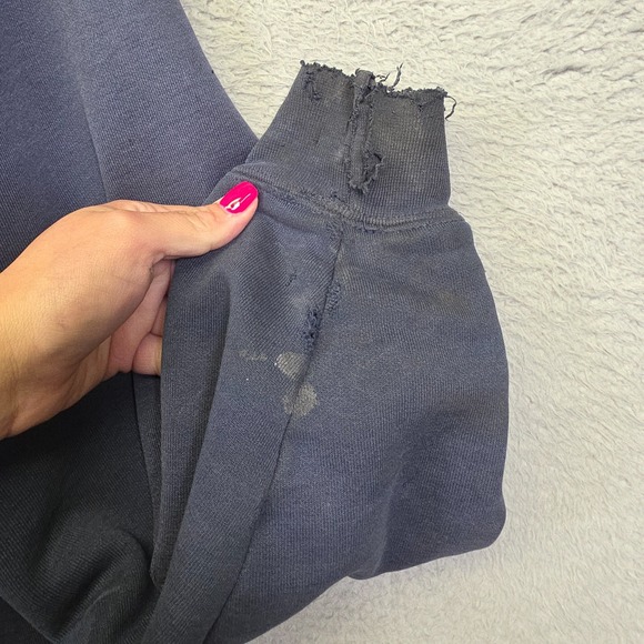 Carhartt Hoodie Mens L Blue Thermal Lined Thrashed Rugged Destroyed Grunge FLAWS - Picture 11 of 16